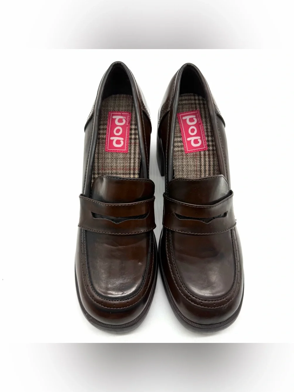 Pop Wilder Platform Penny Loafers Brown Womens Size 11M Chunky Heel 90s Fall